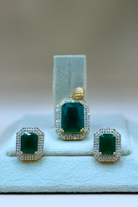 Emerald Charm Pendant Set