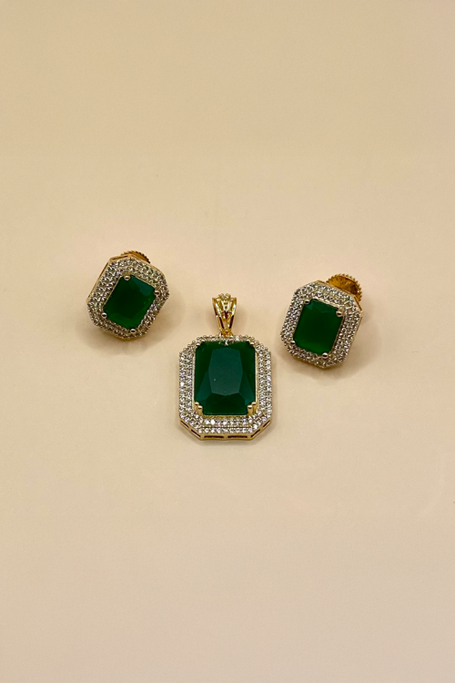 Emerald Charm Pendant Set