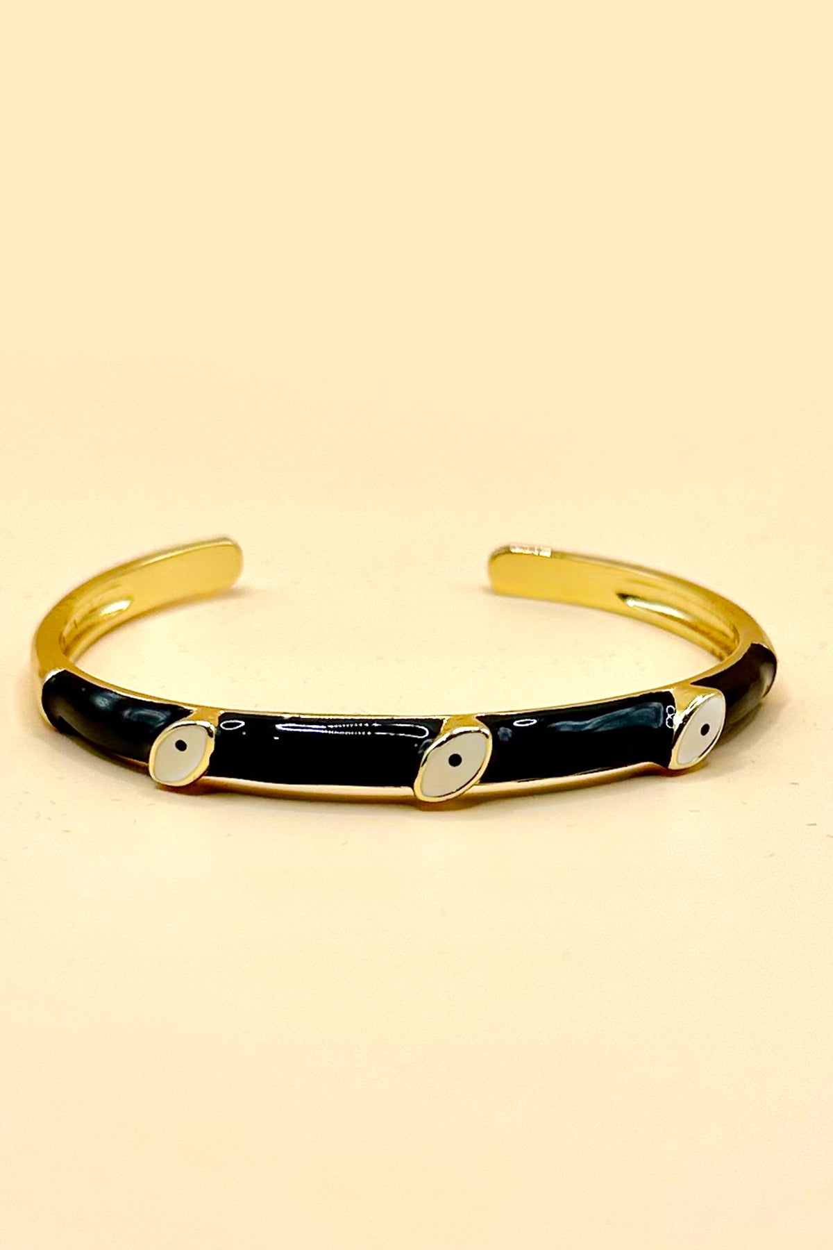 Black Enamel Evil Eye Bracelet