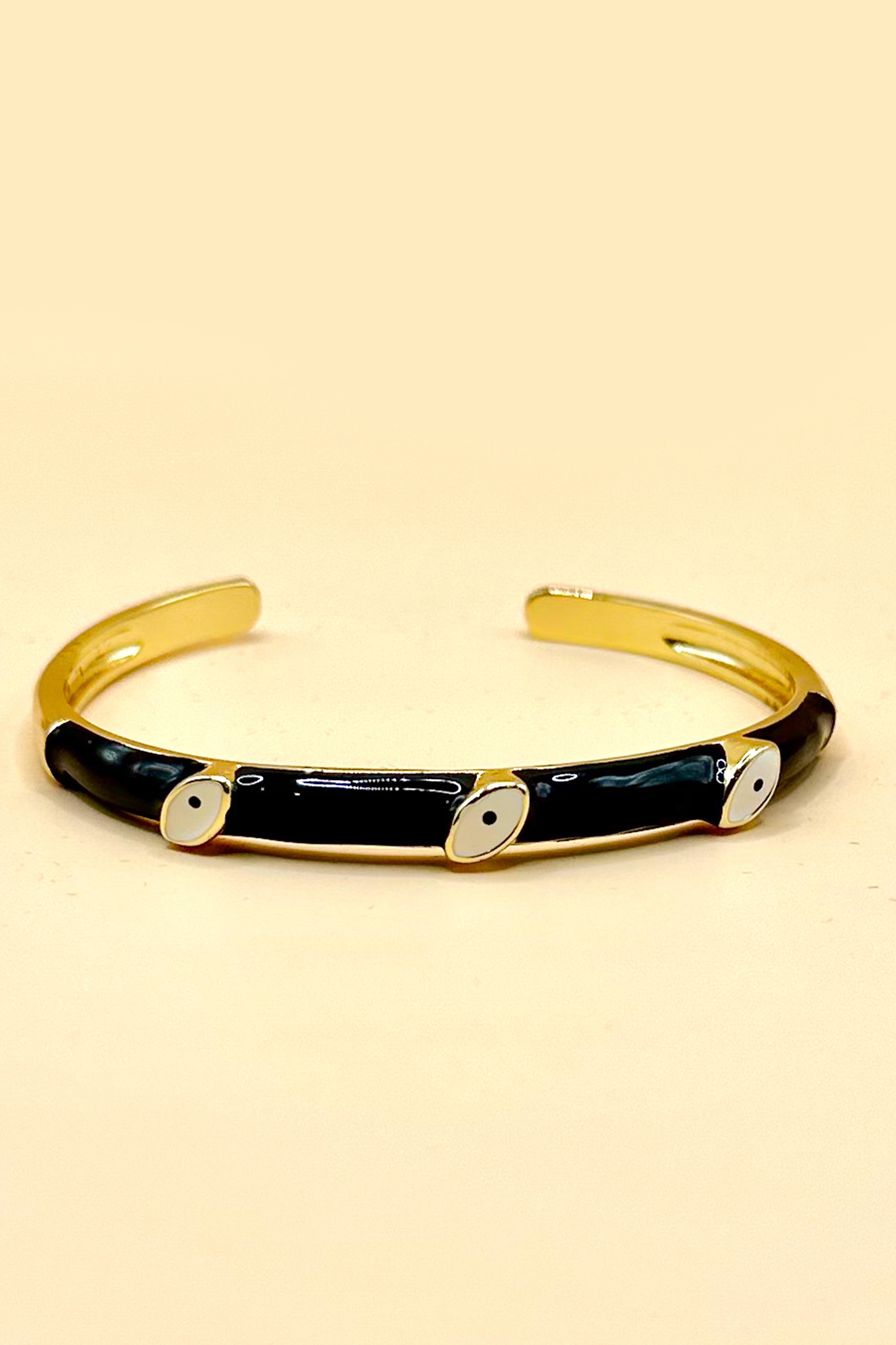 Black Enamel Evil Eye Bracelet