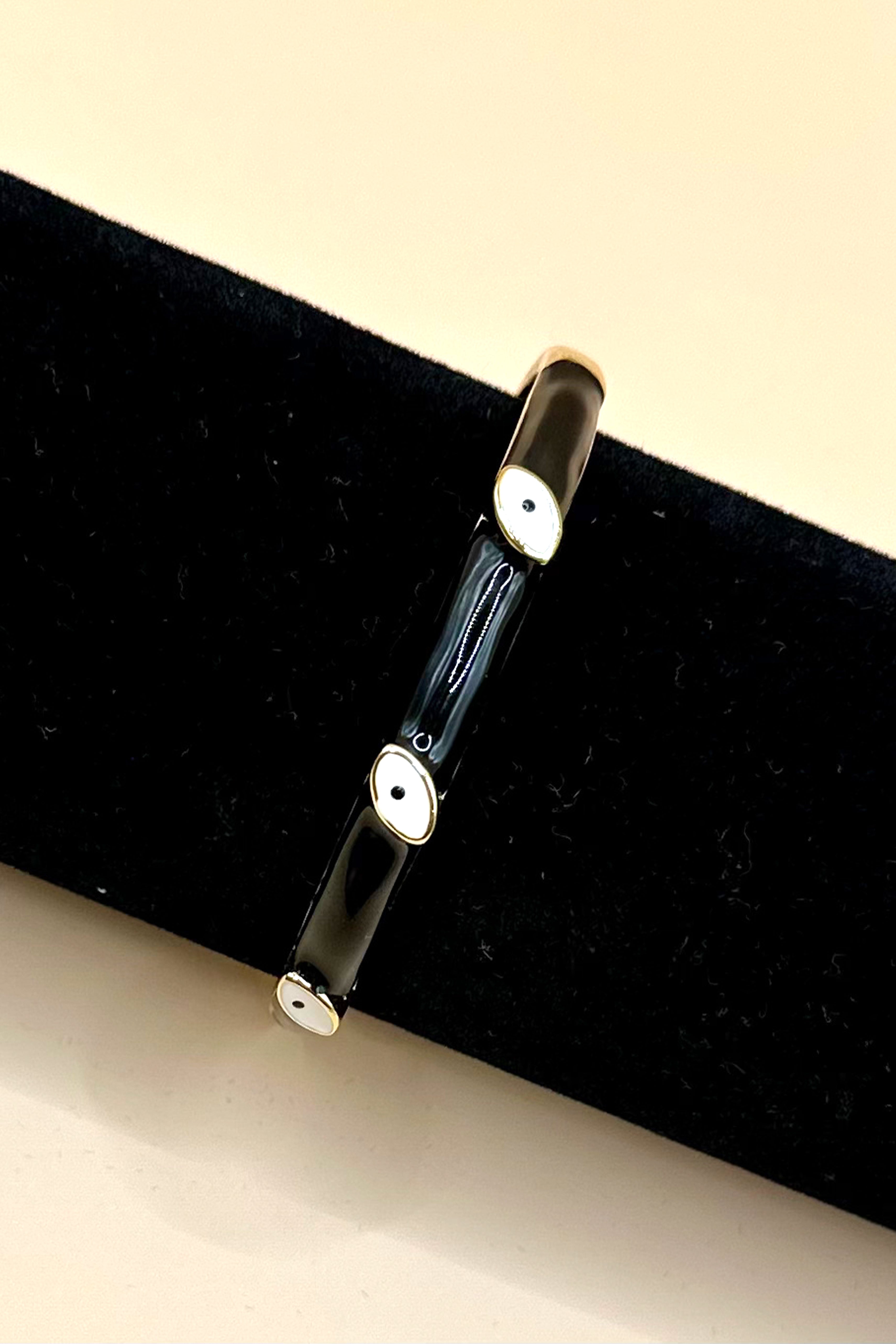 Black Enamel Evil Eye Bracelet