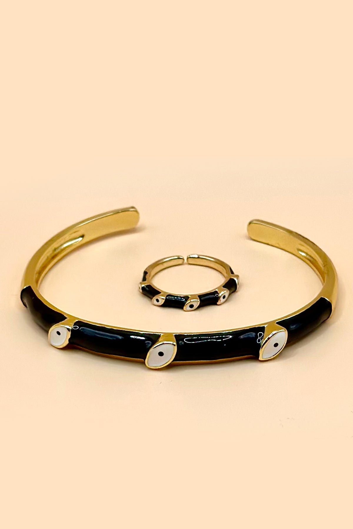 Black Enamel Evil Eye Bracelet