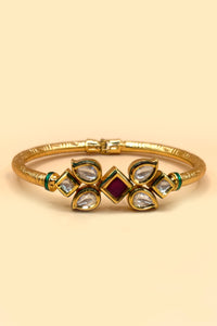 Kundan & Ruby Stone Kada Bracelet