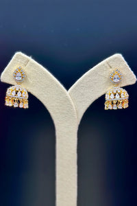 Gold-Tone Jhumki Earrings with CZ Stones