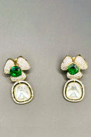Designer Floral Stud - Green