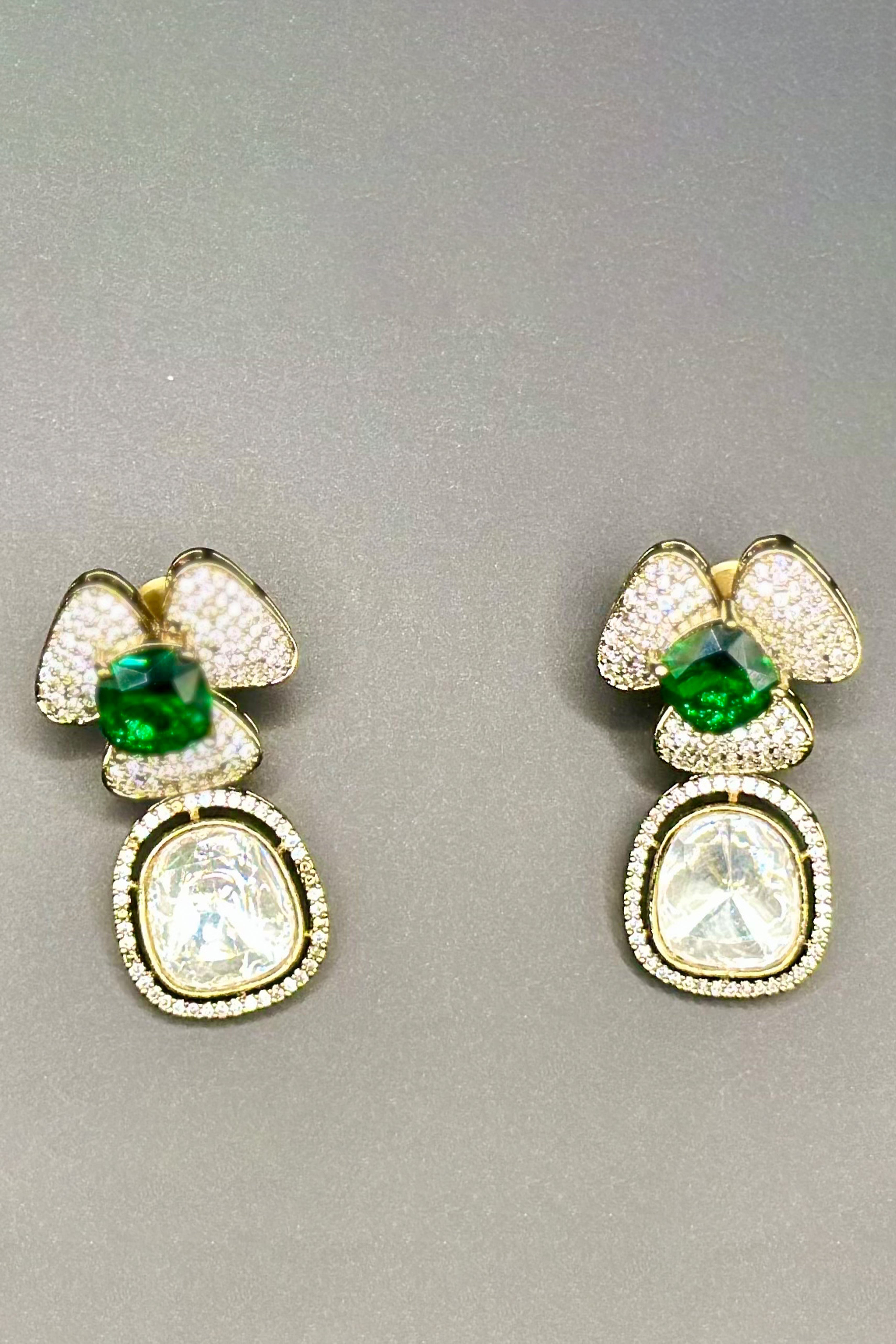 Designer Floral Stud - Green