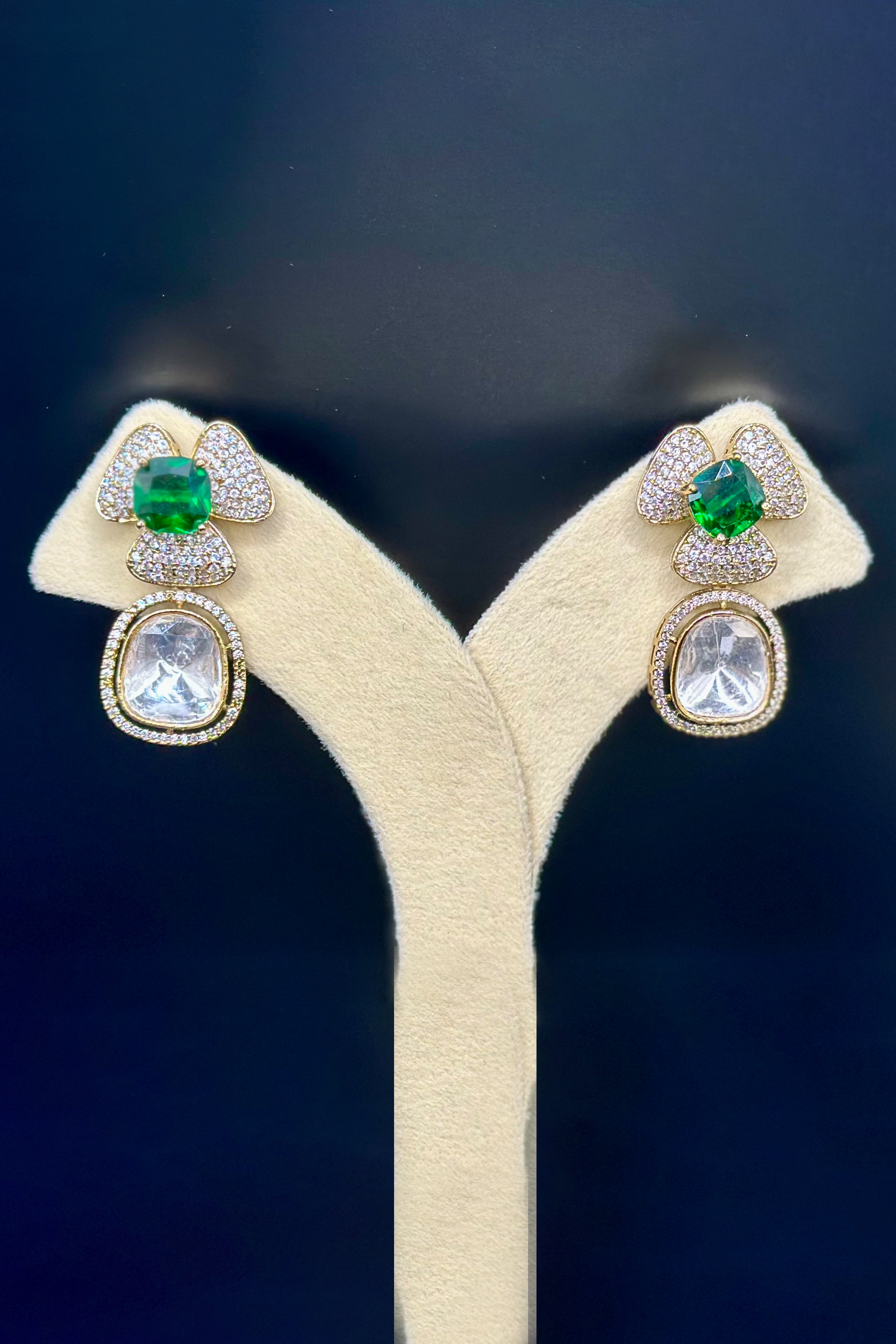 Designer Floral Stud - Green