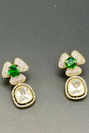Designer Floral Stud - Green