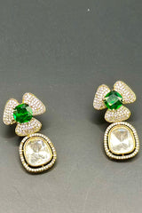 Designer Floral Stud - Green