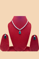 Green Stone American Diamond Set
