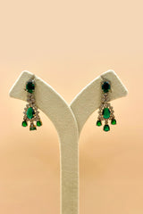 Green Stone Necklace Set with Earrings -  Emerald Green