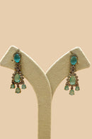 Green Stone Necklace Set with Earrings - Mint Green