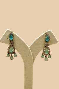 Green Stone Necklace Set with Earrings - Mint Green