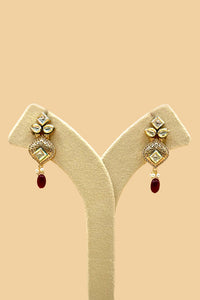 Kundan Pearl Necklace Set - Deep Maroon