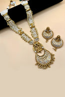 Temple Pendant Necklace with Pearl Beads - White