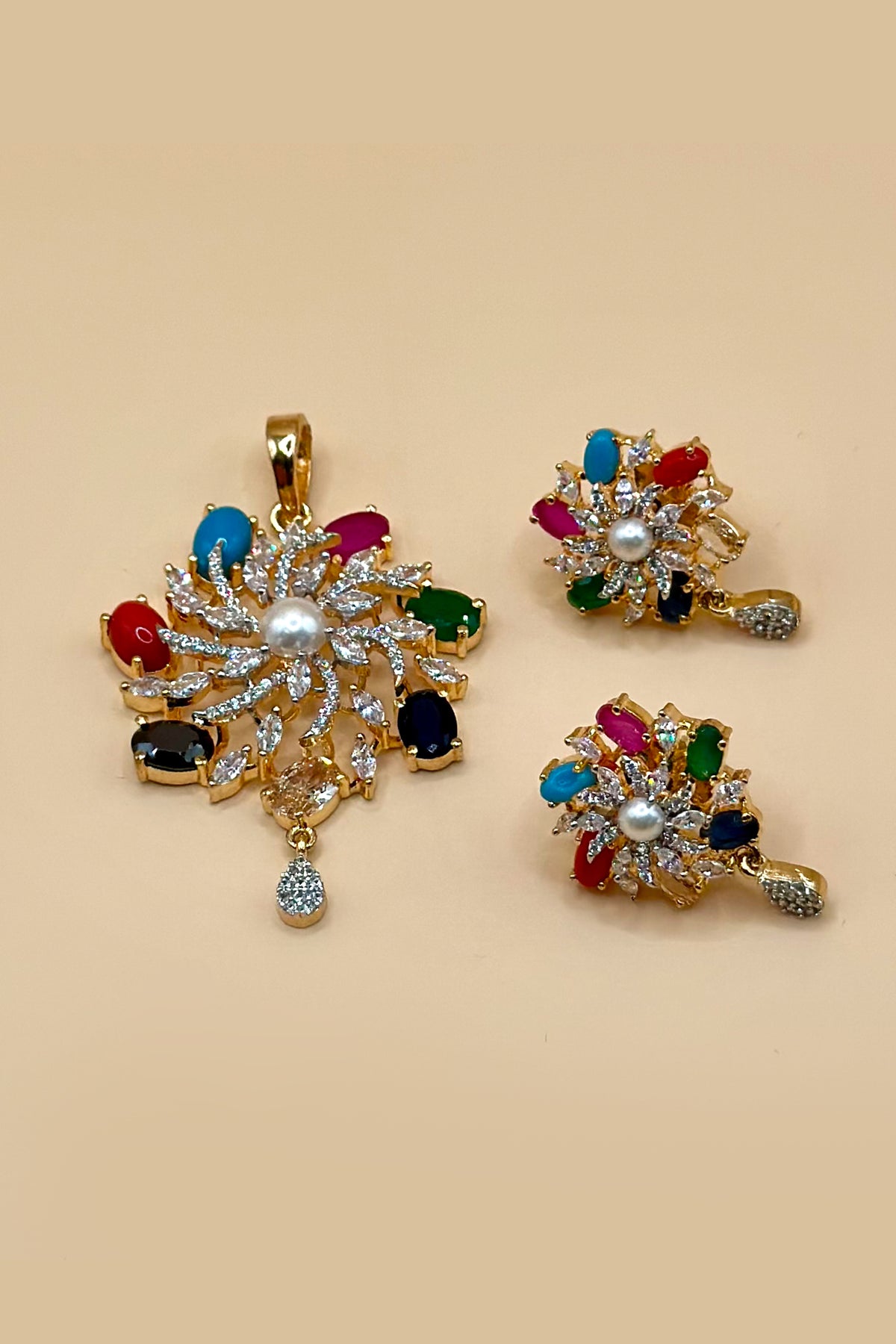 Navratan Radiance Pendant Set