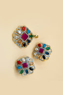 Navratan Square Pendant Set