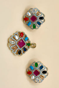 Navratan Square Pendant Set