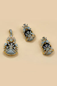 Sparkle Blue Stone Pendant Set - Blue