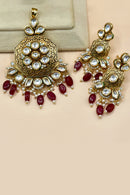 Antique Kundan Pendant Set - Ruby Red