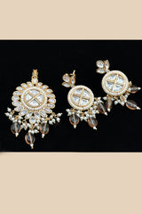 Royal Round Kundan Pendant Set - Pink