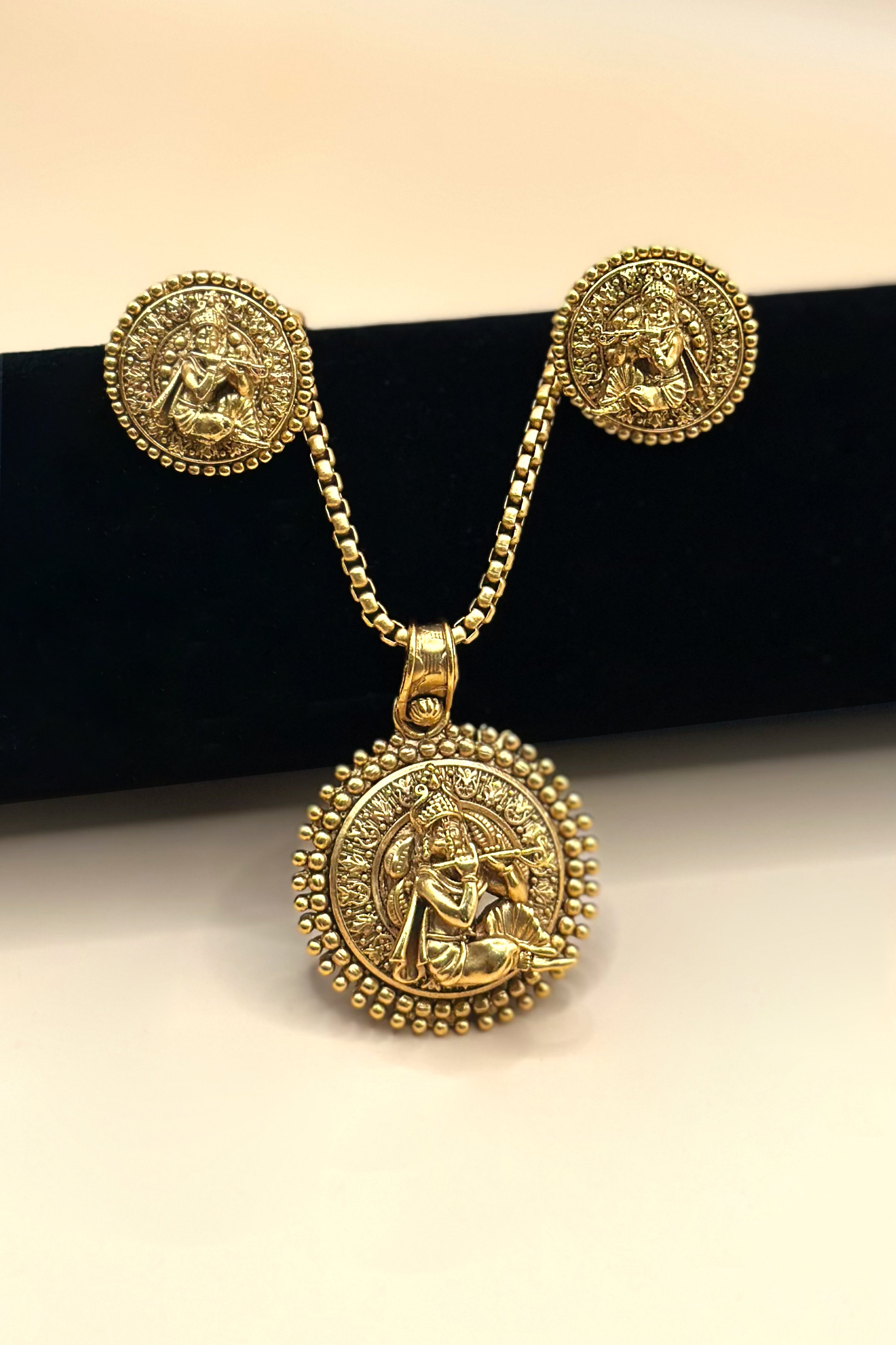 Krishna Coin Pendant Set