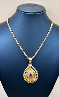 Antique Teardrop Ruby Pendant Set