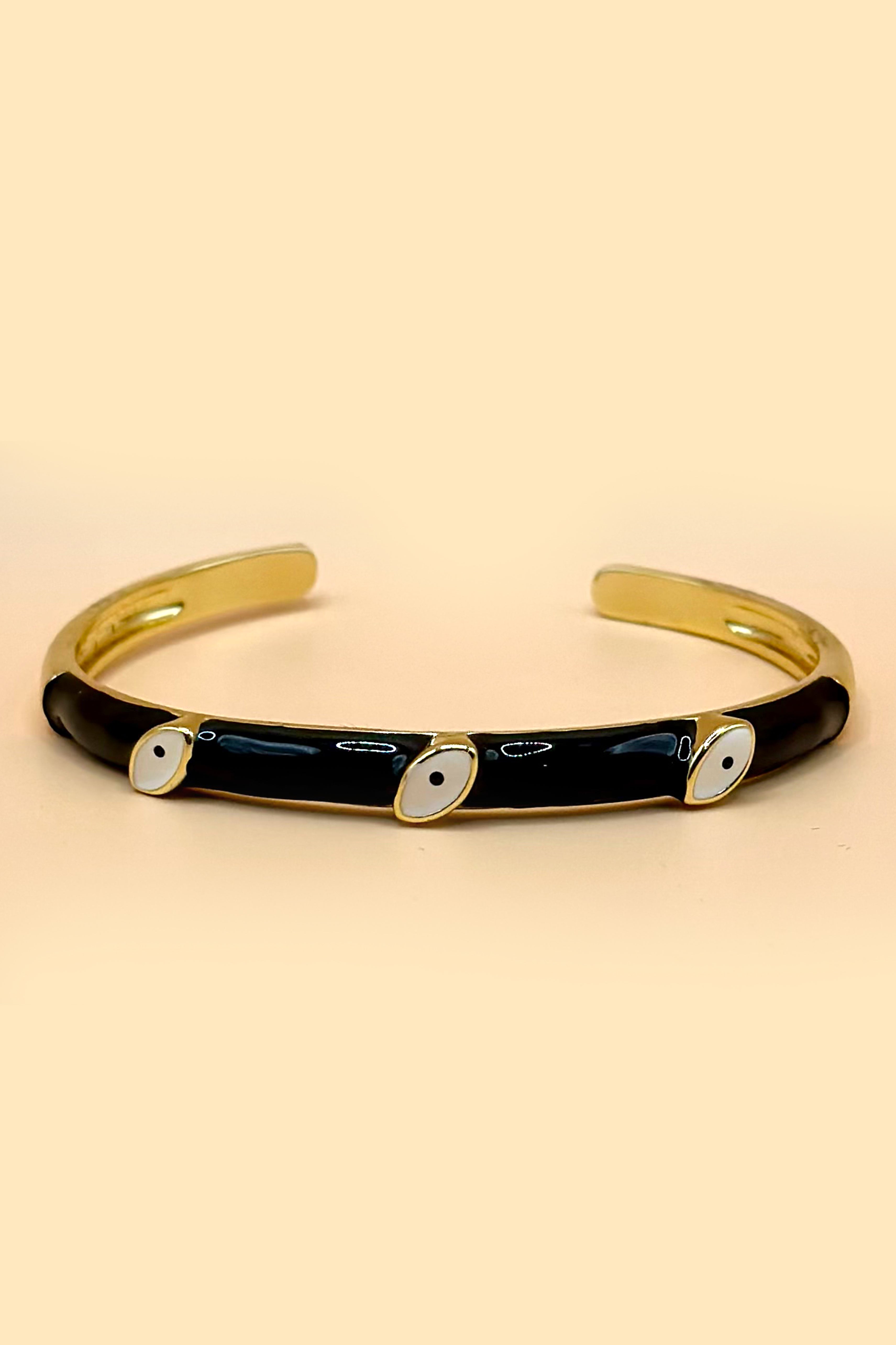 Black Enamel Evil Eye Bracelet