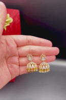 Gold-Tone Jhumki Earrings with CZ Stones
