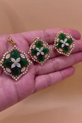 Emerald Blossom Floral Pendant Set