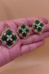 Emerald Blossom Floral Pendant Set