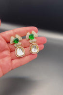 Designer Floral Stud - Green