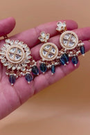Royal Round Kundan Pendant Set - Blue